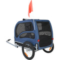 Dog Bike Trailer, Supports up to 45 kg, Pet Cart Bicycle Carrier, Easy Folding Frame with Quick Release Wheels, Universal Bicycle Coupler, Reflectors, Flag, Collapsible to Store, Blue/Black
