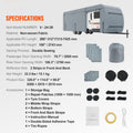 Travel Trailer Cover, 9.1-9.8m RV Cover, 4-Layer Non-Woven Fabric Camper Cover, Waterproof, Windproof And Wear-Resistant Class A RV Cover, Rip-Stop Camper Cover with Storage Bag and Patches