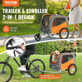 Dog Bike Trailer 30kg 2-in-1 Pet Stroller Cart Folding Orange