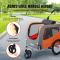 Dog Bike Trailer 30kg 2-in-1 Pet Stroller Cart Folding Orange