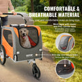 Dog Bike Trailer 30kg 2-in-1 Pet Stroller Cart Folding Orange