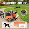 Dog Bike Trailer 30kg 2-in-1 Pet Stroller Cart Folding Orange