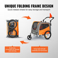 Dog Bike Trailer 30kg 2-in-1 Pet Stroller Cart Folding Orange