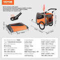 Dog Bike Trailer 30kg 2-in-1 Pet Stroller Cart Folding Orange