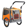 Dog Bike Trailer 30kg 2-in-1 Pet Stroller Cart Folding Orange