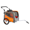 Dog Bike Trailer 30kg 2-in-1 Pet Stroller Cart Folding Orange