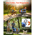 Dog Bike Trailer, Supports up to 40 kg, 2-in-1 Pet Stroller Cart Bicycle Carrier for Small & Large Dogs, Easy Folding Frame with Quick Release Wheel, Universal Bicycle Coupler, Internal Leash