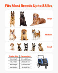 VEVOR Dog Bike Trailer 40kg 2-in-1 Pet Stroller Cart Bicycle Carrier