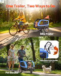 VEVOR Dog Bike Trailer 40kg 2-in-1 Pet Stroller Cart Bicycle Carrier