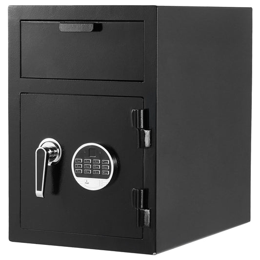 1.2 Cu Ft Drop Safe Digital Keypad 2 Tier Cash Depository Box Black