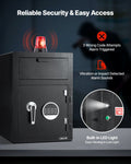 1.2 Cu Ft Drop Safe Digital Keypad 2 Tier Cash Depository Box Black