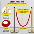 Velvet Rope Stanchion 4 Pack 1.5m Red Gold Stainless Steel