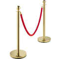Velvet Rope Stanchion 4 Pack 1.5m Red Gold Stainless Steel
