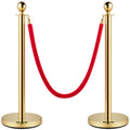 Velvet Rope Stanchion 4 Pack 1.5m Red Gold Stainless Steel