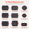 Baking Pan Set 10-Piece Nonstick Carbon Steel Silicone Handles