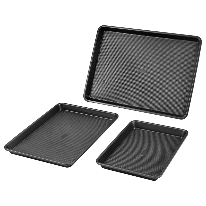 Baking Pan Set 3-Piece Nonstick Carbon Steel Silicone Handles