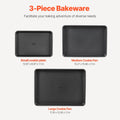 Baking Pan Set 3-Piece Nonstick Carbon Steel Silicone Handles