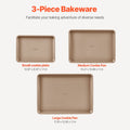 Baking Pan Set 3-Piece Nonstick Carbon Steel Silicone Handles