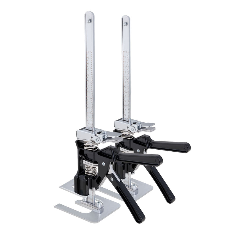 Labor Saving Arm Jack, 2 PCS 200 kg Bearing Capacity, Lifting up to 235 mm, Metal Hand Lifting Jack Tool with Magnetic Level, 2 Adjustment Modes, for Door, Window, Furniture, Woodworking, Black