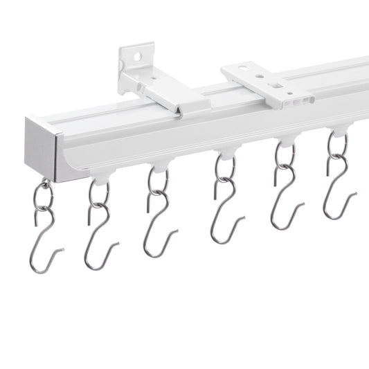 Ceiling Curtain Track Set 1.8m White Room Divider with Hooks