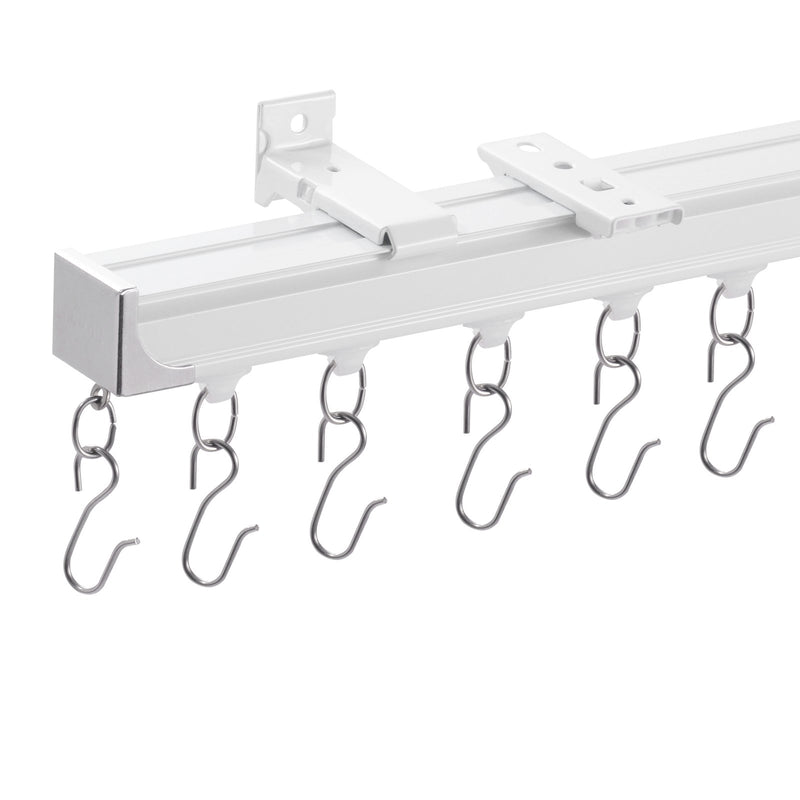 Ceiling Curtain Track Set 1.8m White Room Divider with Hooks