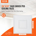 Ceiling Tiles 12 Pack 24x24 PVC White Geometric Easy Install