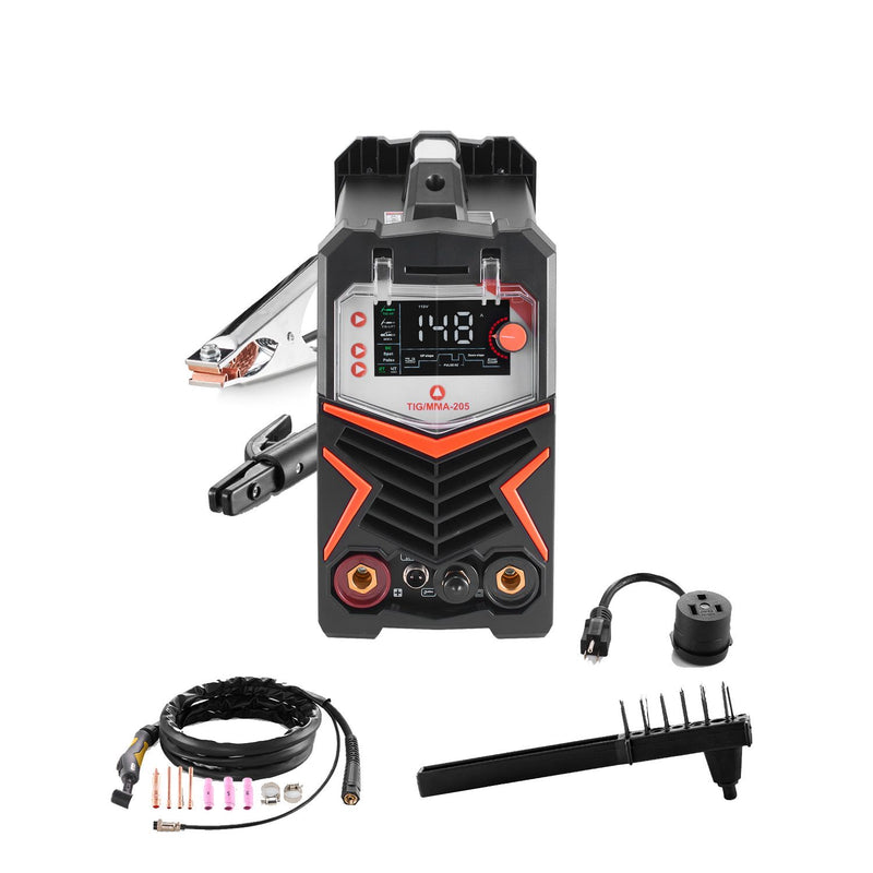 TIG Welder, 200A 6-In-1 Aluminum Welding Machine (LED Display) - AC TIG/DC TIG/AC Pulse TIG/DC Pulse TIG/Spot TIG/MMA(Stick), Electric Welder with Synergic Control IGBT