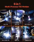 TIG Welder 200A 6-in-1 AC/DC Aluminum MMA Stick LED Display IGBT