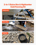 Highbanker 1270mm 3-in-1 Gold Panning Kit 26pc Sluice Box Mining