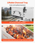 Foldable Charcoal Grill 0.16m² Portable BBQ Stainless Steel Camping