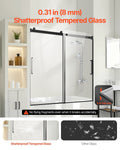 Frameless Sliding Bathtub Door 1500mm Black Tempered Glass