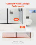Frameless Sliding Bathtub Door 1500mm Black Tempered Glass