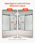 Frameless Sliding Bathtub Door 1500mm Black Tempered Glass