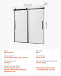 Frameless Sliding Bathtub Door 1500mm Black Tempered Glass