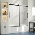 Frameless Sliding Bathtub Door 1500mm Black Tempered Glass