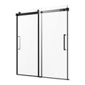 Frameless Sliding Bathtub Door 1500mm Black Tempered Glass