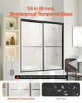 Semi-Frameless Shower Door 1422-1524mm Bypass Sliding Black