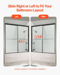 Semi-Frameless Shower Door 1422-1524mm Bypass Sliding Black