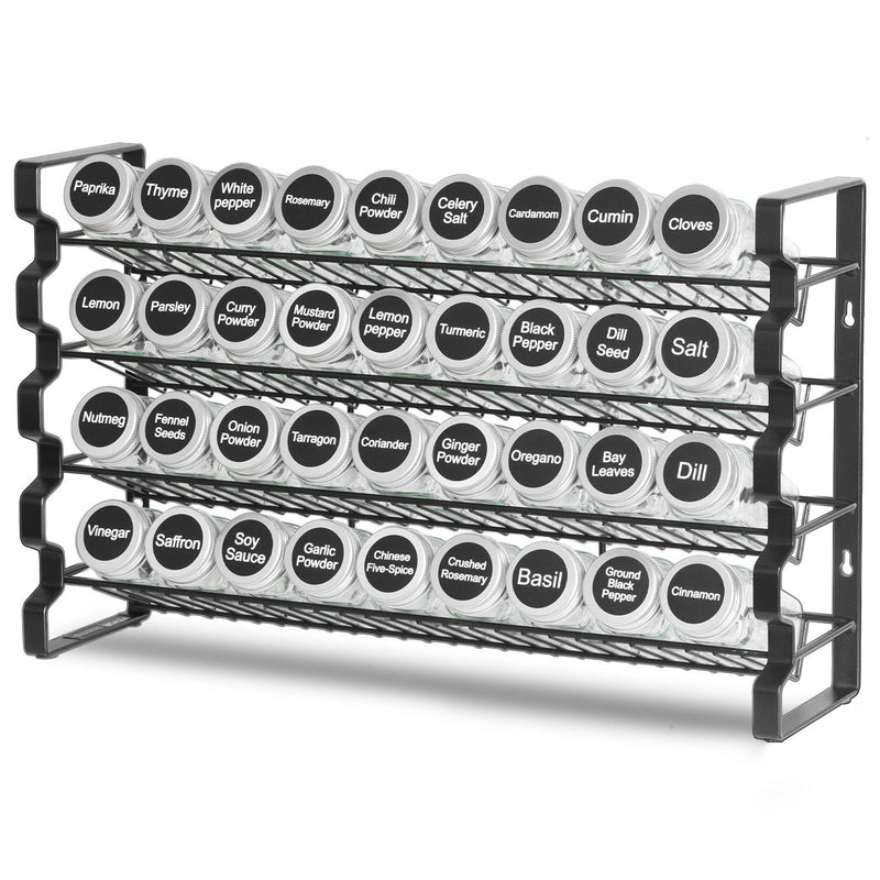 Spice Rack Organiser 36 Jars Labels Funnel Kitchen Cabinet Pantry