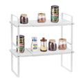 Adjustable 2 Tier Cabinet Shelf Organizer Expandable White