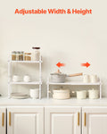 Adjustable 2 Tier Cabinet Shelf Organizer Expandable White