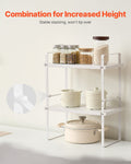 Adjustable 2 Tier Cabinet Shelf Organizer Expandable White