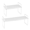 Adjustable 2 Tier Cabinet Shelf Organizer Expandable White