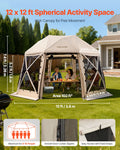 Pop Up Screen Tent 3.6x3.6m Camping Gazebo Canopy 8-10 Person