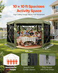 Gazebo Screen Tent 3x3m 6-Sided Camping Canopy Carry Bag Green