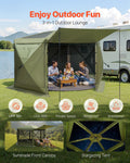 Gazebo Screen Tent 3x3m 6-Sided Camping Canopy Carry Bag Green