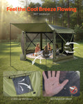 Gazebo Screen Tent 3x3m 6-Sided Camping Canopy Carry Bag Green