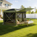 Gazebo Screen Tent 3x3m 6-Sided Camping Canopy Carry Bag Green