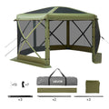 Gazebo Screen Tent 3x3m 6-Sided Camping Canopy Carry Bag Green