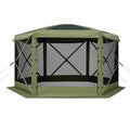 Gazebo Screen Tent 3x3m 6-Sided Camping Canopy Carry Bag Green